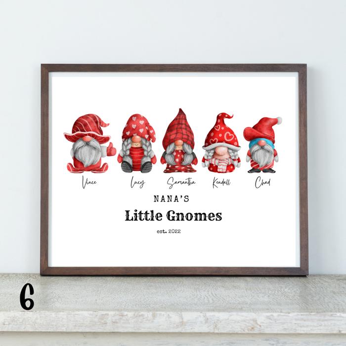 Personalized Dad Mom Grandma Summer Gnome Family Portrait Print | 3 Sizes
