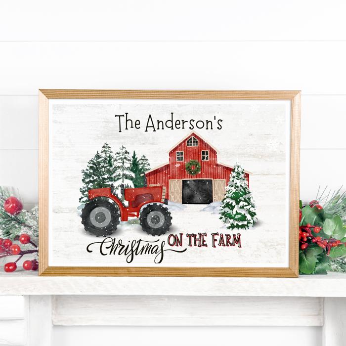 Personalized Rustic Farmhouse Christmas Holiday Poster Print Decor