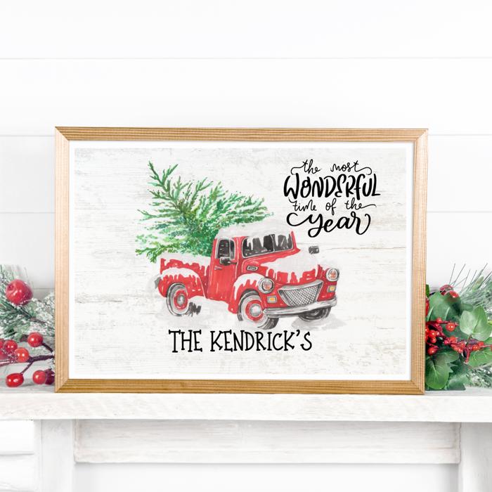 Personalized Rustic Farmhouse Christmas Holiday Poster Print Decor