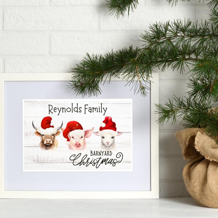Personalized Rustic Farmhouse Christmas Holiday Poster Print Decor