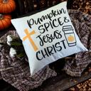 Pumpkin Spice & Jesus Christ (cross) Fall Home Decor Charming Farmhouse Pillow Accent Covers