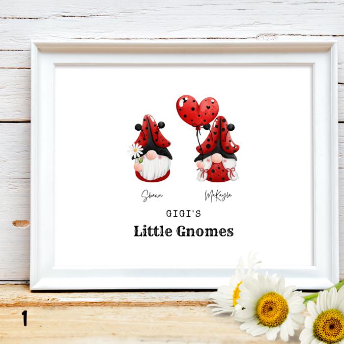 Personalized Dad Mom Grandma Summer Gnome Family Portrait Print | 3 Sizes