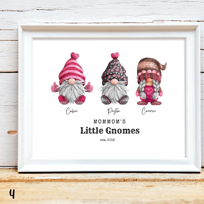 Personalized Dad Mom Grandma Summer Gnome Family Portrait Print | 3 Sizes