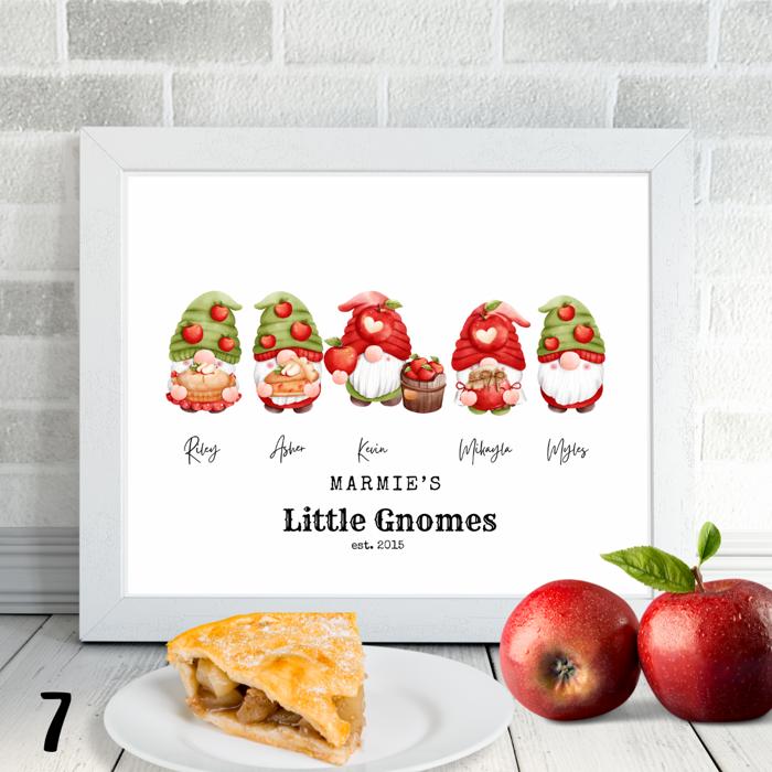Personalized Dad Mom Grandma Summer Gnome Family Portrait Print | 3 Sizes