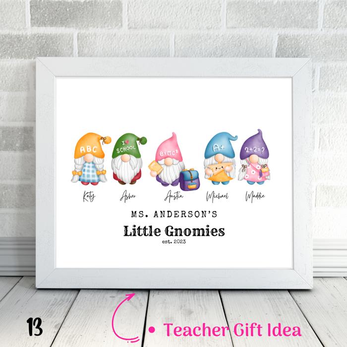 Personalized Dad Mom Grandma Summer Gnome Family Portrait Print | 3 Sizes