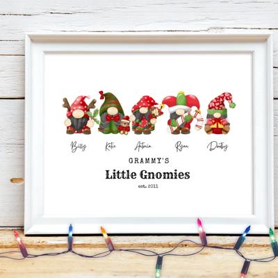 Holiday Personalized Dad Mom Gnome Family Personalized Art | 3 sizes