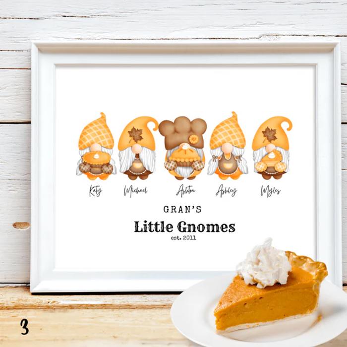 Holiday Personalized Dad Mom Gnome Family Personalized Art | 3 sizes