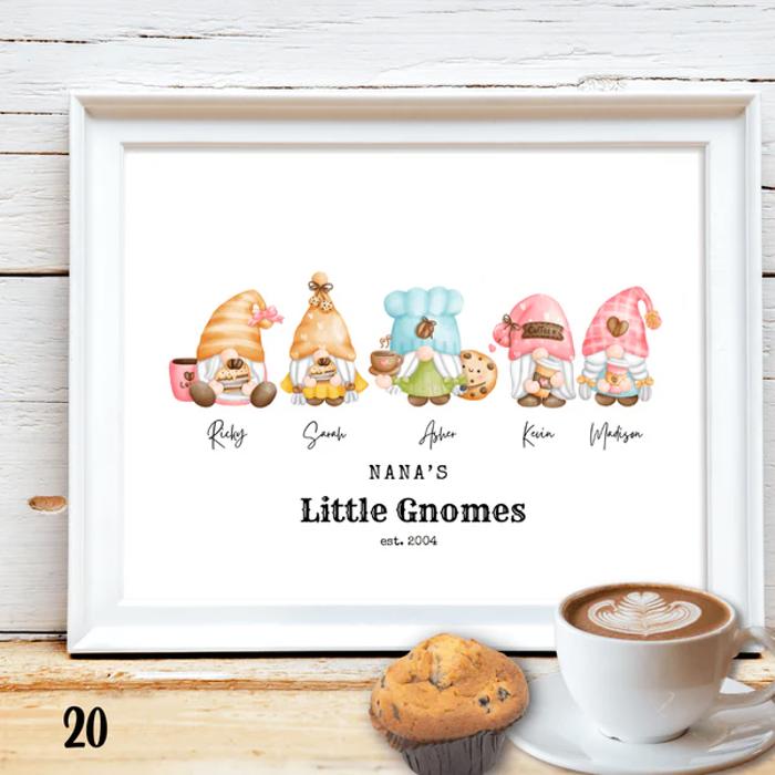Holiday Personalized Dad Mom Gnome Family Personalized Art | 3 sizes