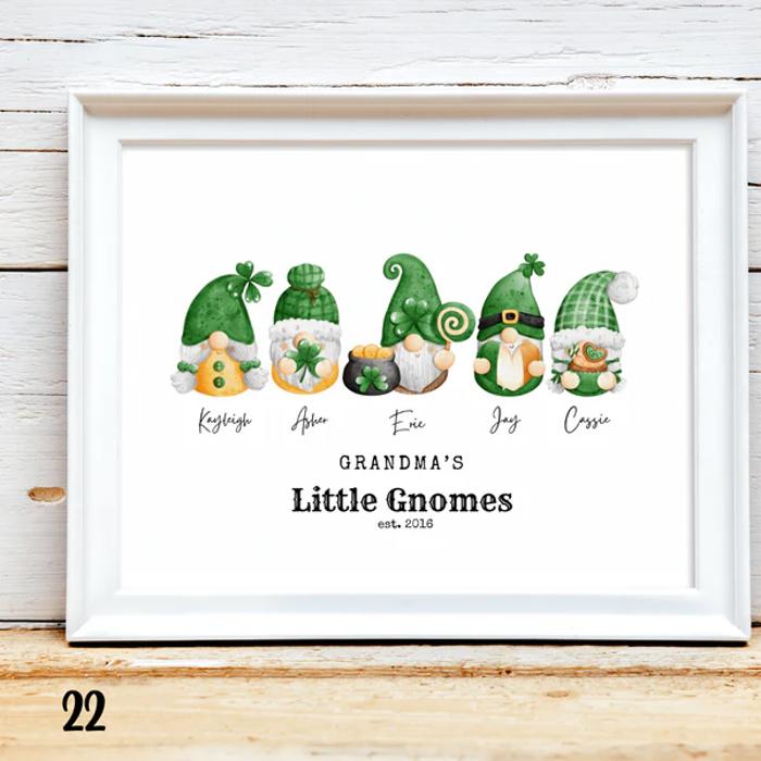 Holiday Personalized Dad Mom Gnome Family Personalized Art | 3 sizes