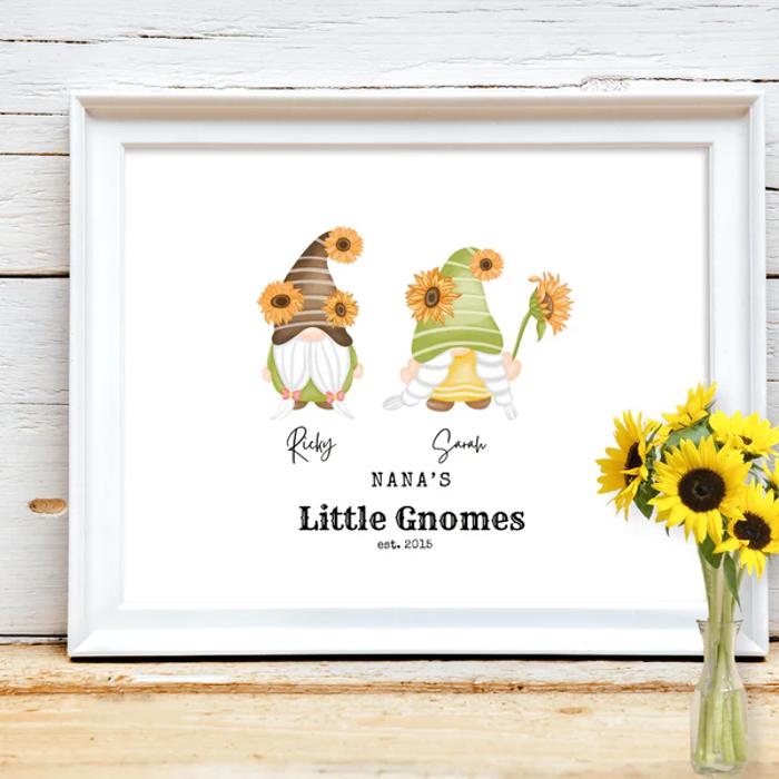 Holiday Personalized Dad Mom Gnome Family Personalized Art | 3 sizes