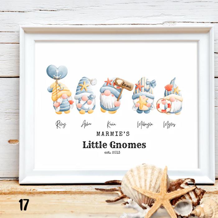 Holiday Personalized Dad Mom Gnome Family Personalized Art | 3 sizes