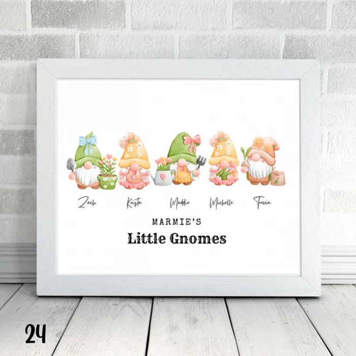 Holiday Personalized Dad Mom Gnome Family Personalized Art | 3 sizes