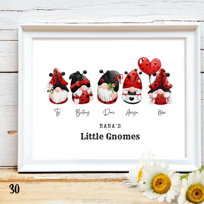 Holiday Personalized Dad Mom Gnome Family Personalized Art | 3 sizes