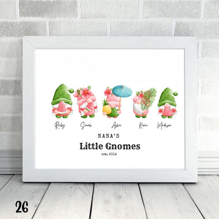 Holiday Personalized Dad Mom Gnome Family Personalized Art | 3 sizes