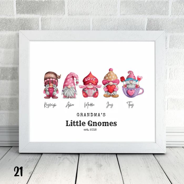 Holiday Personalized Dad Mom Gnome Family Personalized Art | 3 sizes