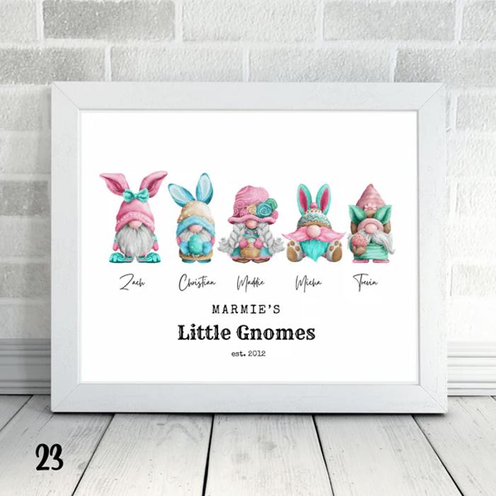 Holiday Personalized Dad Mom Gnome Family Personalized Art | 3 sizes