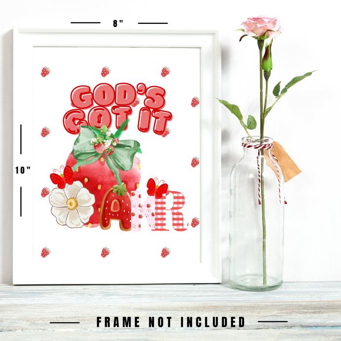 Personalized Monogram Inspirational Strawberry Poster Print Art Decor