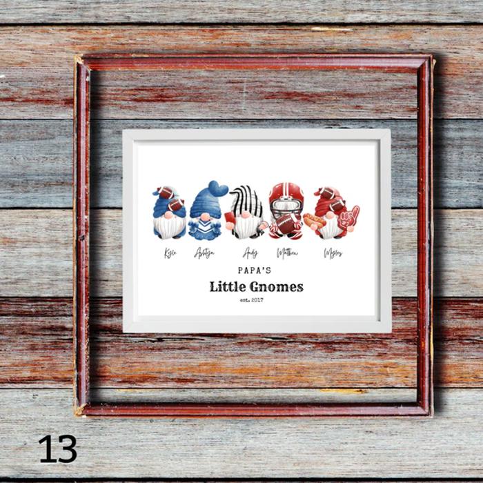 Holiday Personalized Dad Mom Gnome Family Personalized Art | 3 sizes