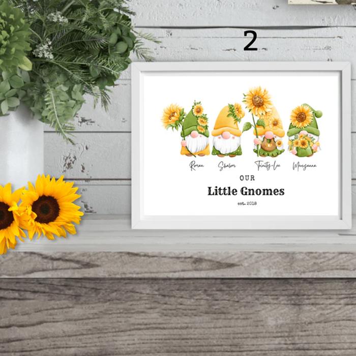 Holiday Personalized Dad Mom Gnome Family Personalized Art | 3 sizes