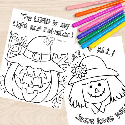 Fall Harvest Halloween Coloring Book | 21 Christian Themed Pages