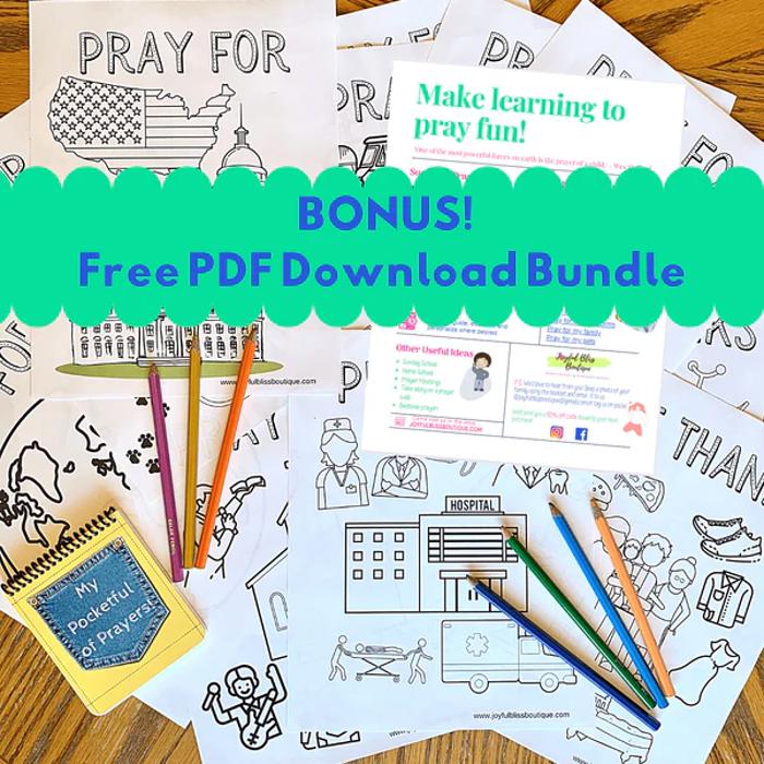 Kids Pocket Prayers Educational Book Coloring Art | Gift Bundle