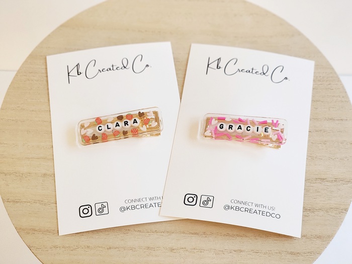 Valentines Personalized name hair clips