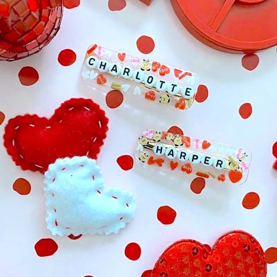 Valentines Personalized name hair clips