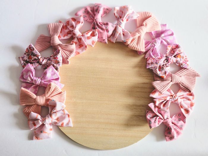 SET OF TWO kids Hand Tied Piggie Bows