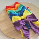  Solid color ribbed hair bow