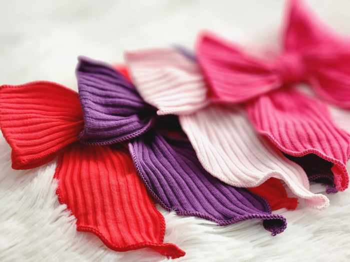 SET OF TWO Solid Ribbed Large Hair Bows