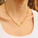 Gold Parperclip chain heart necklace-waterproof