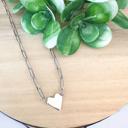 Silver Parperclip chain heart necklace-waterproof