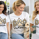  🐾 Dog Mama Shirt – Leopard Print Paw Graphic Tee – Cute Dog Lover Gift – Trendy Pet Mom Shirt