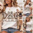  🐾 Dog Mama Shirt – Leopard Print Paw Graphic Tee – Cute Dog Lover Gift – Trendy Pet Mom Shirt