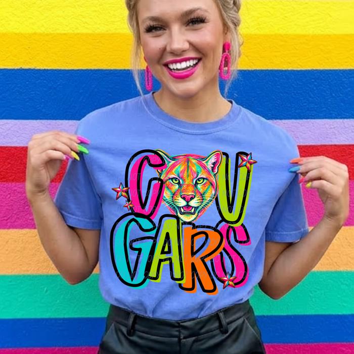 Youth Friday Night Neon Mascot Graphic Tee- 106 mascots to choose from