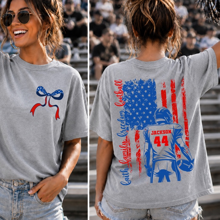 Youth Red White Blue Football  Tee