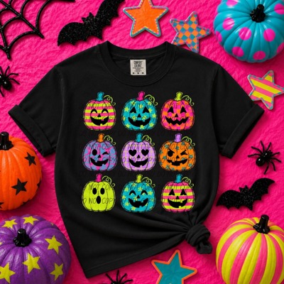 Youth Colorful Halloween Shirt, Jack O Lantern Shirt, Pumpkin Comfort Colors Tee, Cute Spooky Season Shirt, Groovy Halloween Graphic Tee