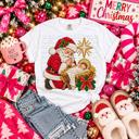  Adult Santa Praying Over Jesus Faux Embroidery Tee