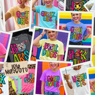 Friday Night Neon Mascot Graphic Tee- 106 mascots to choose from