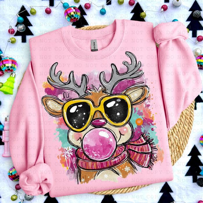 Bubblegum Reindeer Sweatshirt