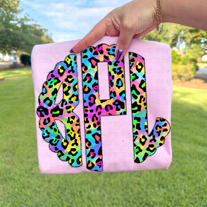 Neon Leopard Monogram Tshirt