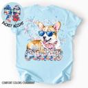 Large Corgi Americana Free to Cuddle Graphic Tee