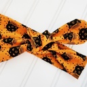  Knotted Headband - Black Cats on Orange