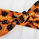  Knotted Headband - Black Cats on Orange