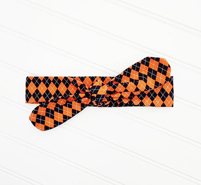 Knotted Headband - Orange and Black Argyle