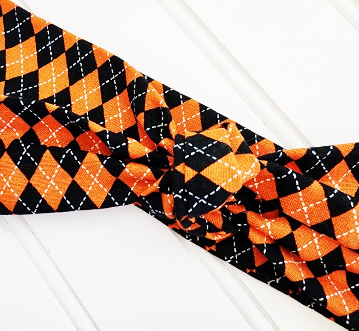 Knotted Headband - Orange and Black Argyle