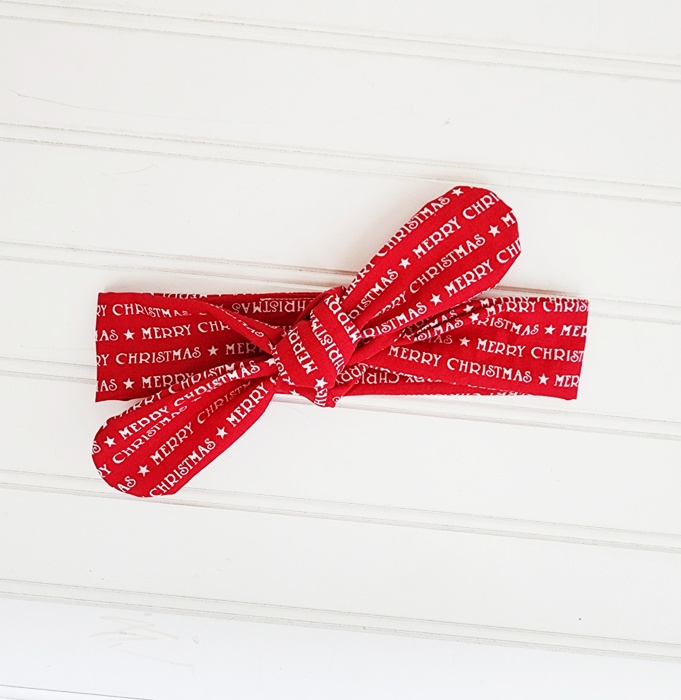 Knotted Headband - Merry Christmas on Red