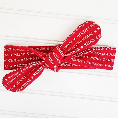 Knotted Headband - Merry Christmas on Red
