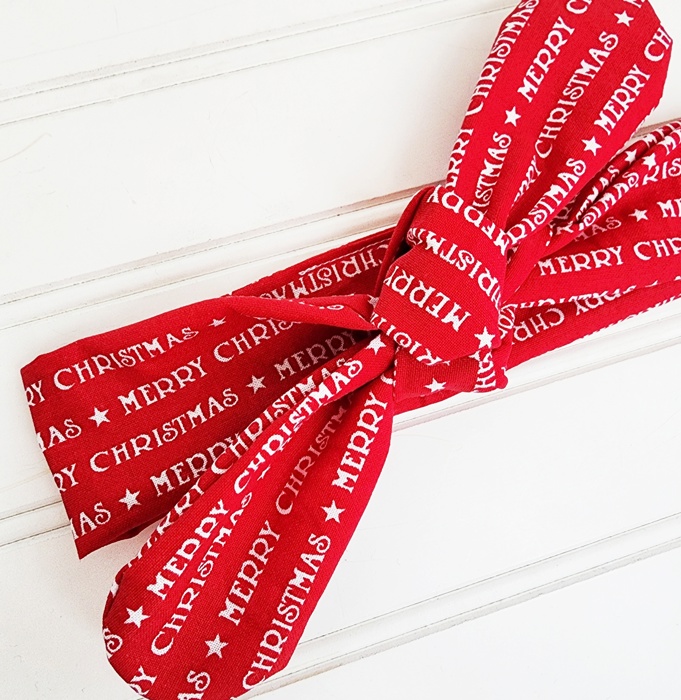 Knotted Headband - Merry Christmas on Red