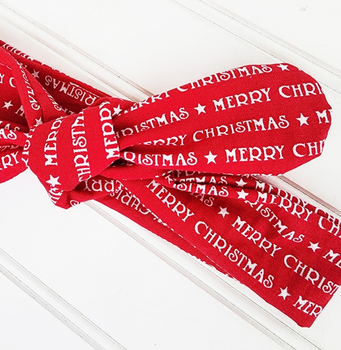 Knotted Headband - Merry Christmas on Red